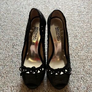 MICHAEL Michael Kors Black Leather “Naples” Platform Heels (Size 5.5M)